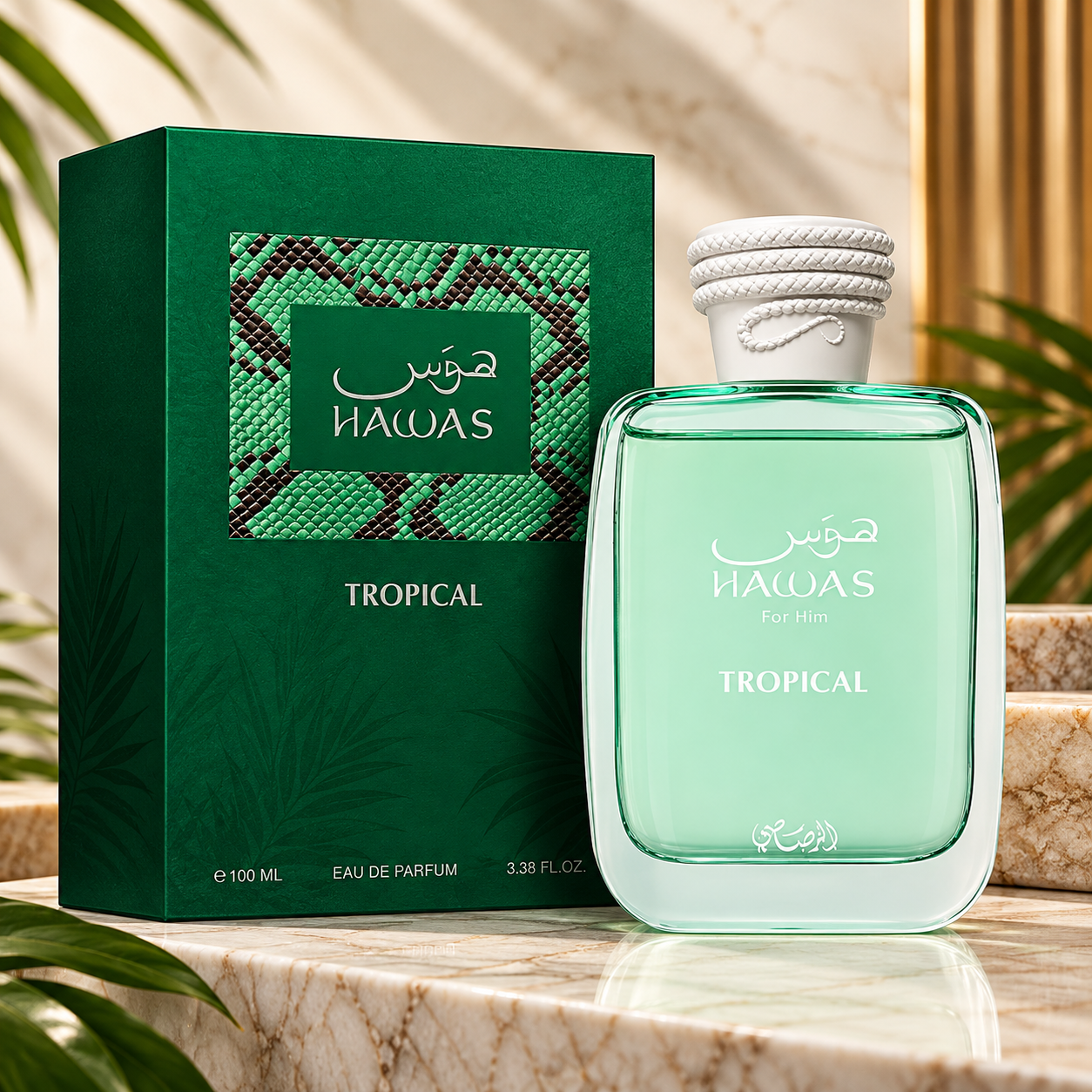 Hawas Tropical — foto ilustrativa da vitrine FA Perfumaria